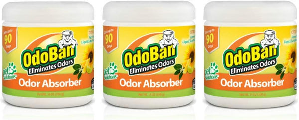 OdoBan Solid Odor Absorber Eliminator, Citrus Scent, 14 Ounces Each, 3-Pack for Home and Small Spaces