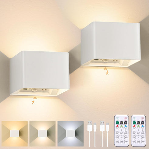 Yochoice Motion Sensor Wall Light Indoor Set of 2, 6000mAh Wireless Rechargeable Battery