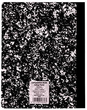 Mintra Office Composition Books - Sturdy Flexible Cover (4 Pack, Black Marble Comp - College Ruled)