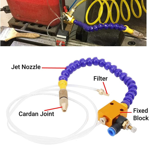 2Pcs CNC Mist Coolant System for Lathe Milling Engraving, 8mm Air Pipe Sprayer for Metal Cutting Cooling Lubrication