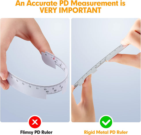 Metal PD Ruler, Pupillary Distance Measurement Tool with Instructions for Myopia Glasses and Eye Care Tips