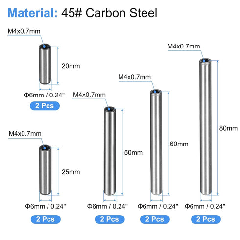 uxcell 10pcs M4 5 Internal Thread Dowel Pin Sizes Chamfering Flat Carbon Steel Cylindrical Pin Bed Bookshelf Metal