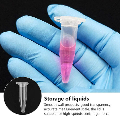 500pcs 1.5ml Conical Centrifuge Tubes, Microcentrifuge Plastic Test Vials with Lids