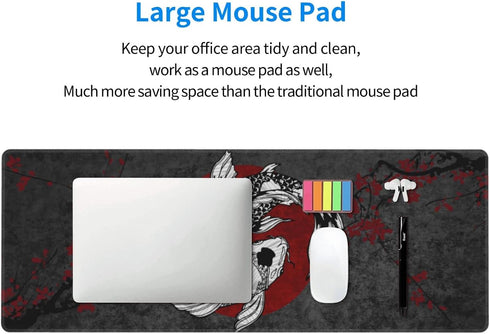 Rutuioy 31.5 11.8 Inch Japanese Koi Fish Ying Yang Black Red XXL XL Large Gaming Mouse Pad for Desk, Non-Slip Long