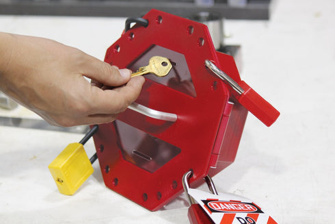 STOPOUT Look 'n Stop Compact Group Lock Box by AccuformNMC, Red, American Made