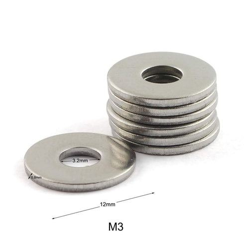 40pcs M3 304 Stainless Steel Flat Washer, Adjustment Hardware Fitting Accessories for Bolts & Screws