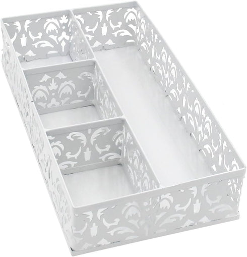 EasyPAG Desk Drawer Organizer with 3 Small Bins and 1 Long Bin, White