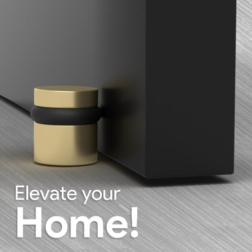 Mega Handles Floor Door Stopper - Gold Door Stopper, Wall Protector with Mounting Hardware Included - Satin Brass