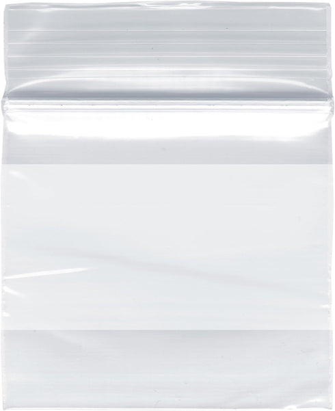 Plymor 2" x 2" Reclosable Plastic Bags, 2 Mil with White-Block Zipper (Pack of 200)
