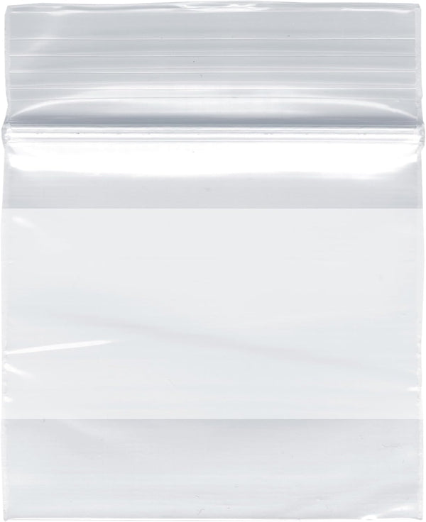 Plymor 2" x 2" Reclosable Plastic Bags, 2 Mil with White-Block Zipper (Pack of 200)