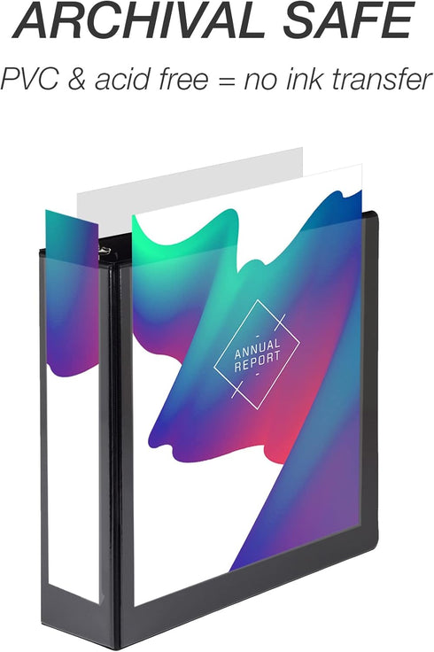 Samsill 3 Inch Economy 3 Ring Binder, Made in the USA, Customizable Clear View Cover, Black, 4 Pack (MP48580)
