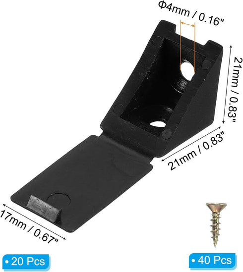 0.83x0.83x0.67, 20 Pack PATIKIL Plastic Corner Braces L-Shape Bracket Right Angle Board Holder Shelf Support with Cover