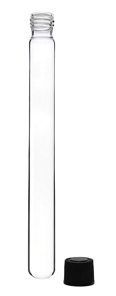 EISCO 12PK Test Tubes, 20ml - Bakelite Screw Cap with Rubber Liner, Borosilicate Glass, Leak Proof