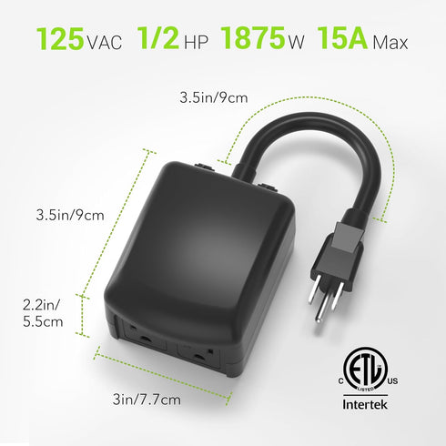 BN-LINK 7 Day Heavy Duty Digital Outdoor Timer, Dual Outlet, Weatherproof, Accurate for Lamps, Ponds, Christmas Lights