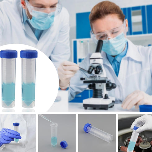 Kesell 50ml Polypropylene Screw Top Centrifuge Tube, Pack of 10 with Graduated Marks and Writing Area