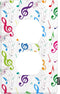 Musical Duplex Receptacle Outlet Wall Plate: Colorful Treble Clef Music Notes Light Switch Cover, Standard Size 1-Gang