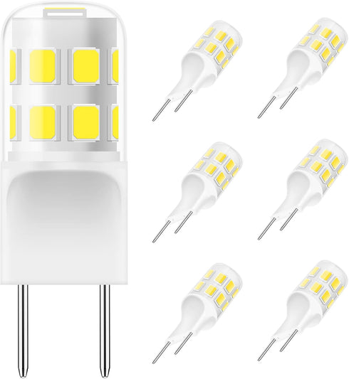 G8 LED Bulb Dimmable, 3W (20W-25W Halogen Equivalent), Daylight White 6000K, G8 GY8.6 Bi-Pin Base, 6 Pack