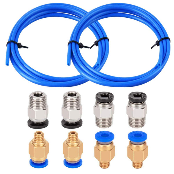 Aokin 2 PTFE Bowden Tubing (1.5m/Each Blue) - for 1.75mm Filament with 4 Pcs PC4-M6 & PC4-M10 Fittings for 3D Printers