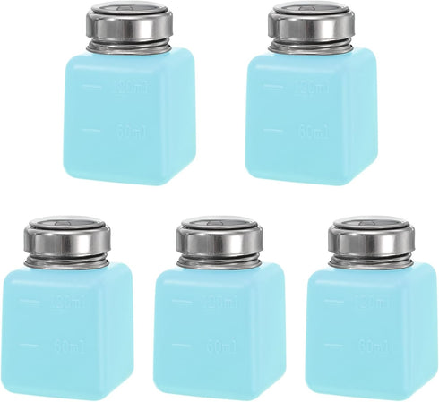 MECCANIXITY Solvent Alcohol Dispenser, 120ml/4oz Blue Push Down Liquid Dispenser Pump for Makeup and Cleanser