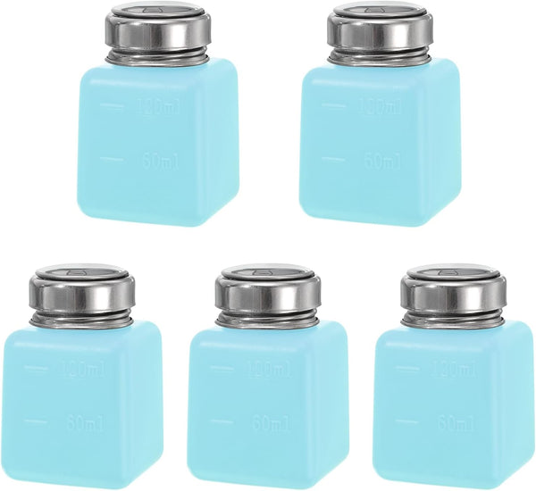 MECCANIXITY Solvent Alcohol Dispenser, 120ml/4oz Blue Push Down Liquid Dispenser Pump for Makeup and Cleanser