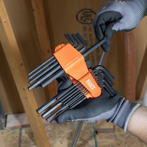 Klein Tools LS10M 10-Key Metric Hex Key Caddy Set, Long Reach Keys, Sizes 1.5 to 10mm, Heat-Treated Black Phosphate