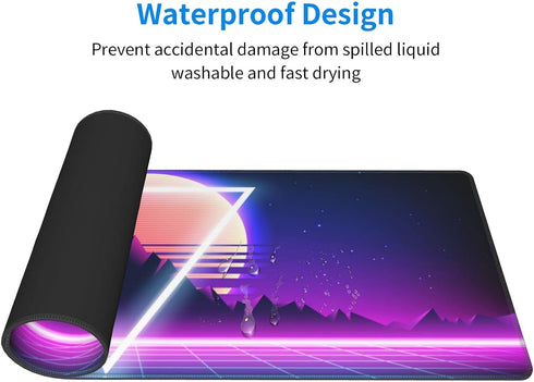 Retro Vaporwave Gaming Mouse Pad, Large XL Cool Desk Mat Synthwave Neon Extended Pads for Home Office Decor Accessories