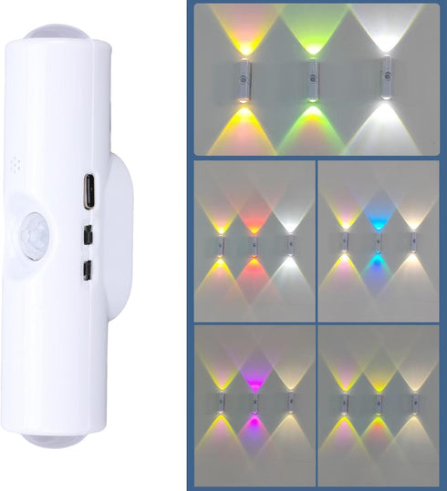 Denash 3 Double Head Wall Ambient Light,RGB Colorful Rechargeable Double Head Wall Ambient Light with Lighting
