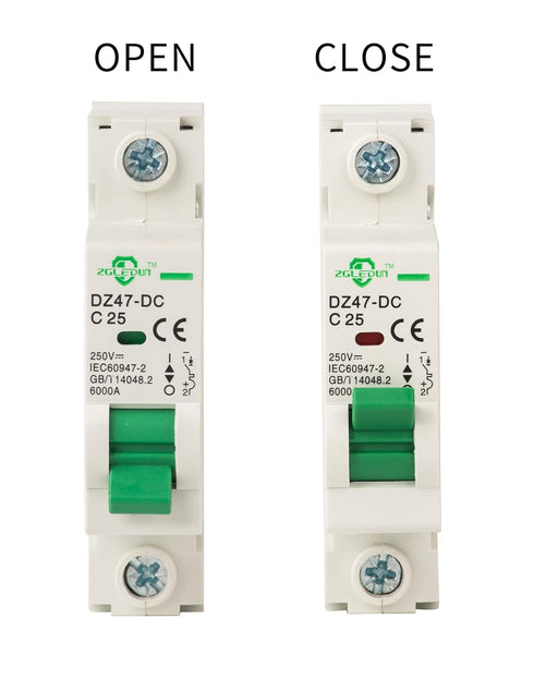DC Miniature Circuit Breaker - Mini Home Circuit Breaker 12V-250V DZ47-63 Din Rail Mount 1 Pole 25A