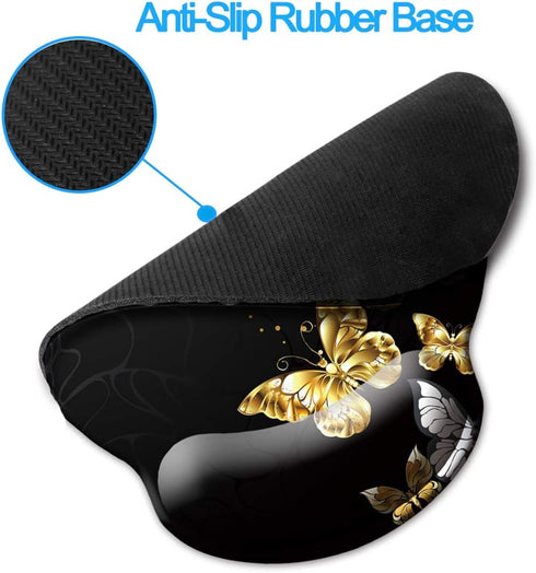 Memory Foam Wrist Support Mouse Pad, Comfortable Padded Mousepads 9in X10in for Desktop Notebook (Silver Golden