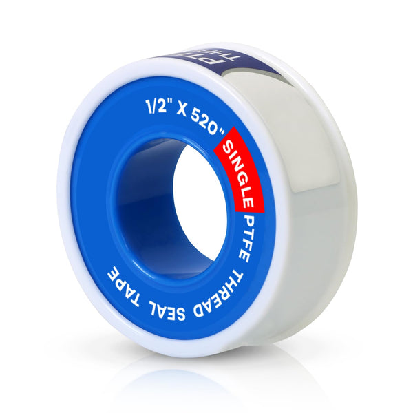 Supply Giant PTFE Tape 1/2" W x 520" L - High Density Thread Sealant for Plumbing, Leak Prevention