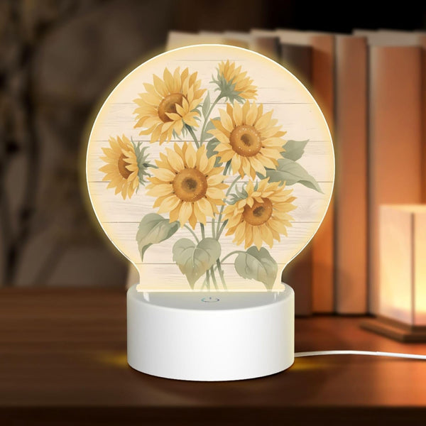 Vaelthyroewao LED Night Light Plug into Sunflower Bouquet Vintage Style Bedside Lamp Dimmable