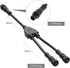 3 3 IP68 1 Male-Divided-2 18AWG 15mm 3 IP68 BTF-LIGHTING Core pin Small Size Y Shape Female Splitter Connctor Black