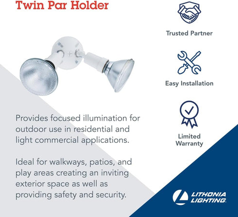 120 2 150W 300PR 120 M12) Lithonia Lighting Outdoor Flood Light Fixture, Adjustable Twin Par Flood Light Holder