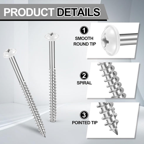 Jetec 12 3 Inch Pcs Vinyl Shutter Fasteners Painted Screws for Vinyl Shutters Metal Carbon Steel Screws for Outside