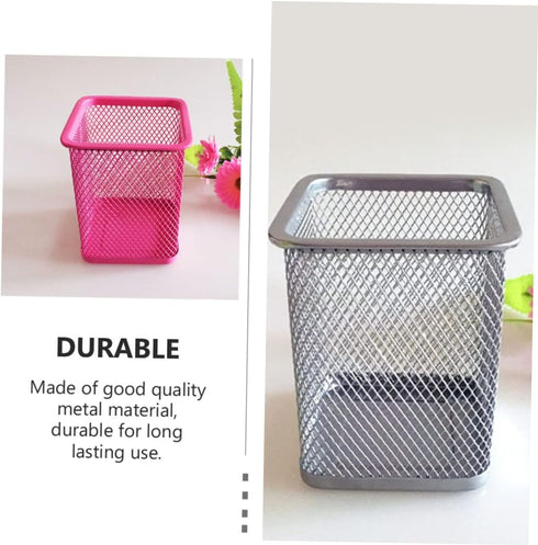 Operitacx 1 Set 3pcs Pen Bucket Colored Pencils Metal Pencil Mesh Pen Holder Square Metal Pencil Holder Makeup Brush Holders Dorm Pen Cup Cosmetic Brush Holders Desktop Pen Holder Desk Mesh by Operitacx