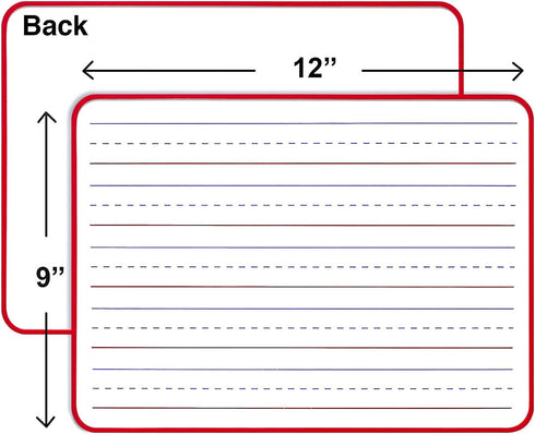 SCRIBBLEDO Magnetic Small Dry Erase White Board, 9" x 12" Double Sided, Ruled - Blank Handheld Red Framed Lapboard