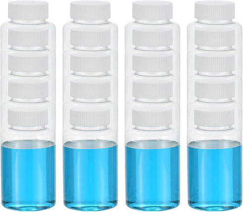 PATIKIL 20 Pcs 150ml Reagent Bottles - PET Wide Mouth Round Bottles with Screw Cap for Lab Storage