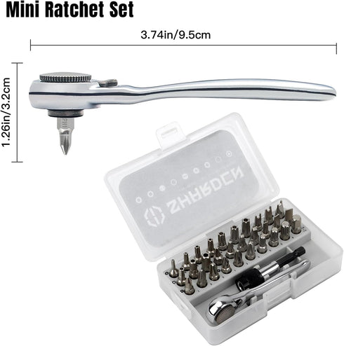 SHARDEN 32 in 1 Ratchet Screwdriver Bit Set - High Torque Driver Handle, Socket Adapter, Extension