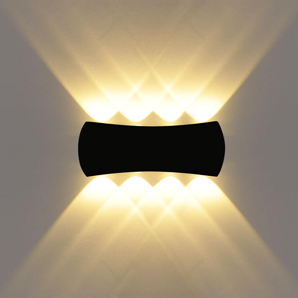 Kawell 8W Modern Wall Sconces LED Wall Light, Waterproof IP65 for Indoor Outdoor Use, Black 3000K
