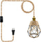 FEYAIM Vintage Plug in Pendant Light, Metal Pendant Lamp Kit, Hemp Rope Hanging