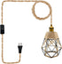 FEYAIM Vintage Plug in Pendant Light, Metal Pendant Lamp Kit, Hemp Rope Hanging