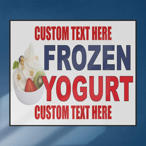 Fastasticdeals Frozen 36x24Inches Custom Decal Stickers Multiple Sizes Yogurt Blue Red Food Bar Restaurant Food Truck