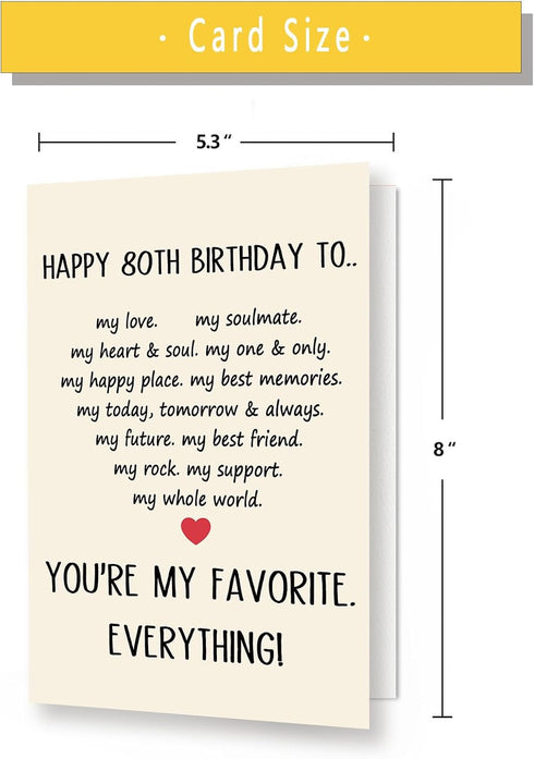 Asmallgf 80th 80 Sweet Birthday Card for Lover, Birthday Gifts for Women Men, Love Card, Bday for Husband Wife