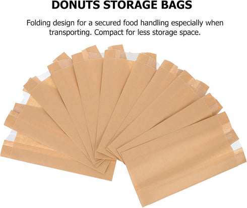 30pcs 23x12x5cm Commercial Holibanna Kraft Paper Bread Bags with Window Mini Bread Pouches for Bakery Toast