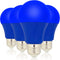 LED Blue Light Bulbs, 4 Pack, A19 E26 Base, 9W (60W Equivalent), Colored Lightbulbs for Holiday Lighting