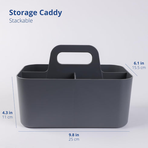 BLUE GINKGO Multipurpose Caddy Organizer - Stackable Plastic Caddy with Handle | Desk, Makeup, Dorm Caddy, Classroom Art Organizers (Made in Korea) - Grey by BLUE GINKGO