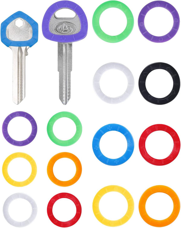 Uniclife 28 Pack Round Key Caps Covers Set, 9 Assorted Colors, 1 Inch and 1.2 Inch Plastic Identifier Tags