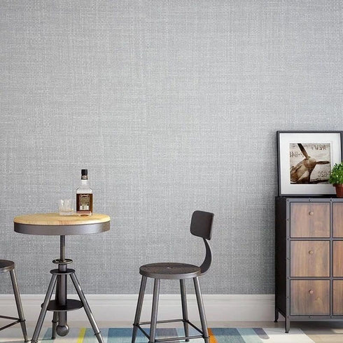 Fabric Peel and Stick Wallpaper, Gray Faux Grasscloth, 17.8 x 197 Removable Contact Paper