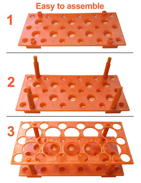 Test Tube Rack, Centrifuge Tube Holder (2 Pack - Blue and Orange) for 10ml, 15ml, 50ml, Detachable