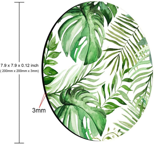 Smooffly Wild Leaf Round Mouse Pad, Leaves Design, Office Supplies, Present for Friend, Desk Accessories